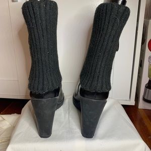 Guess Heeled Black Leather Winter Boots Size 10